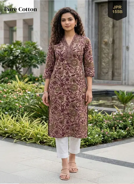 Tew Himani Pure Cotton Jaipuri Printed Kurti Whoelsale Clothing Distributors In India
